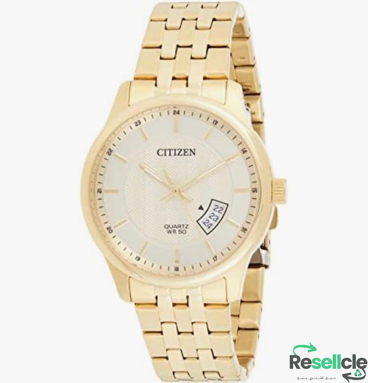 ساعة سيتيزن رجالية ذهبي وسوار من الفولاذ المقاوم للصدأ Citizen